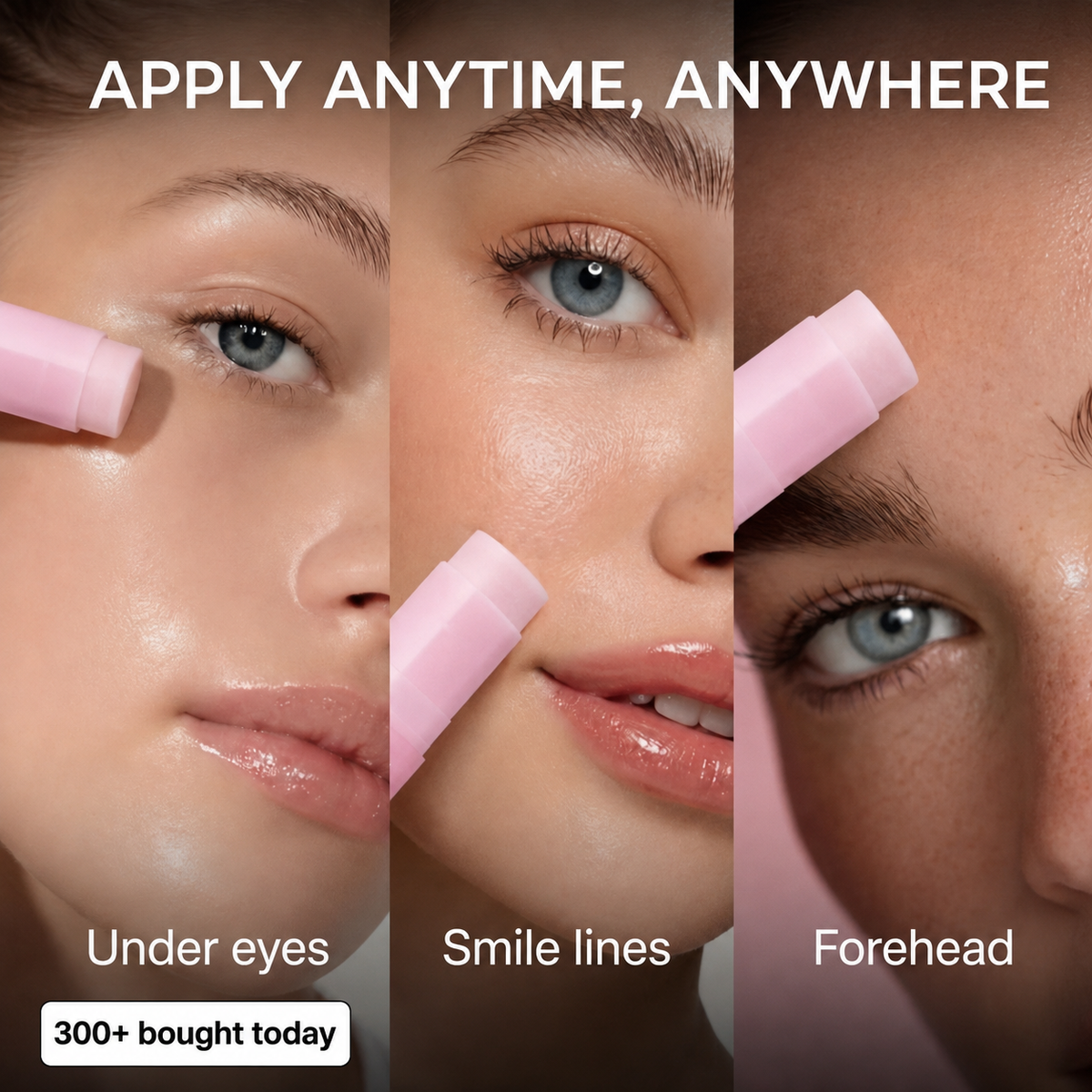 Applying the PDRN plumping stick to targeted facial areas