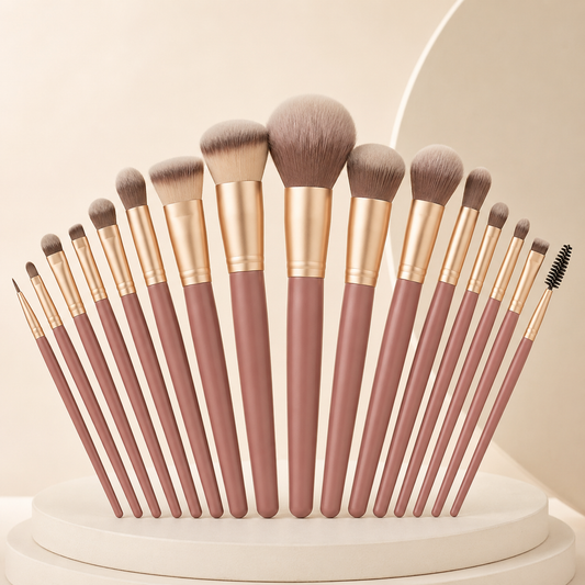 15-piece dusty rose makeup brush set