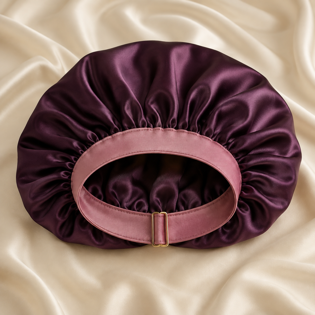 Deep plum adjustable satin sleep bonnet