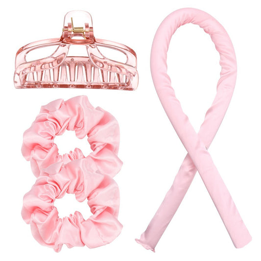 Kit modelador de cachos sem calor rosa